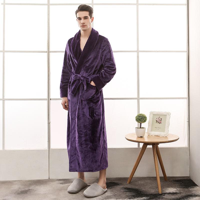 Winter Flannel Soft Kimono Gow Ultra Large Long Bathrobe Nightwear Thick Warm Women Sleepwear