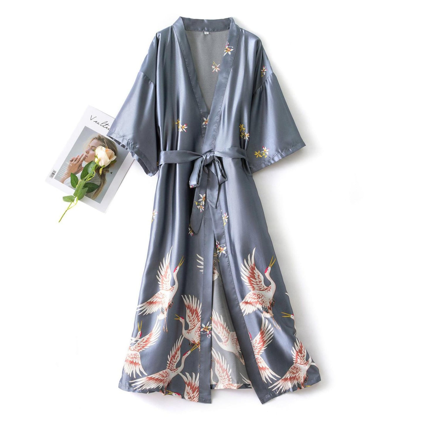 Fashion Women's Summer Mini Kimono Robe Lady Rayon Bath Gown Yukata Nightgown Sleepwear Sleepshirts Pijama Mujer Size M-XXL