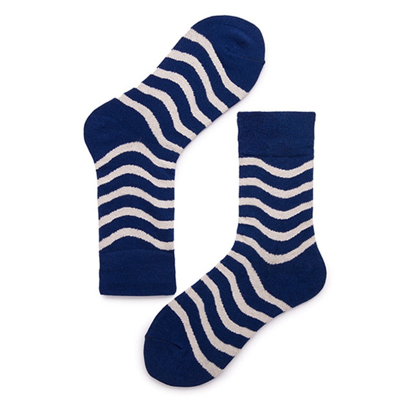 Fashion Dot Cotton Men's Socks Long Stripe Crew Socks Man Business Casual Happy Socks Calcetines Mujer