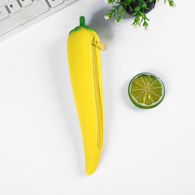 Fruit and vegetable silicone pencil case Cute pencil bag Student pen case Children storage bag big purse key bag School supplie