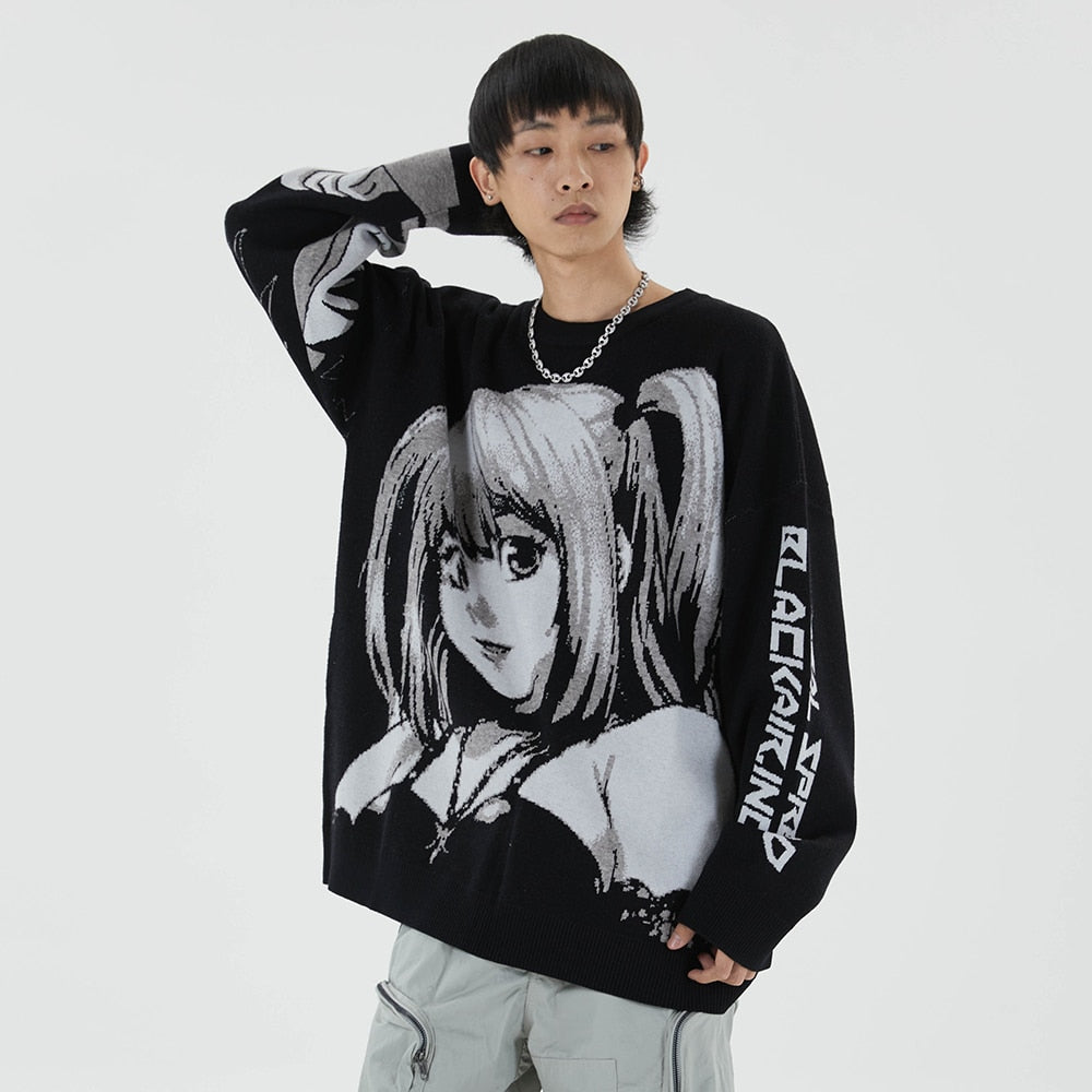 Vintage Knitted Harajuku Kawaii Winter Clothes Women Oversized Sweaters Gothic Long Sleeve Tops Goth Y2k Streetwear Men