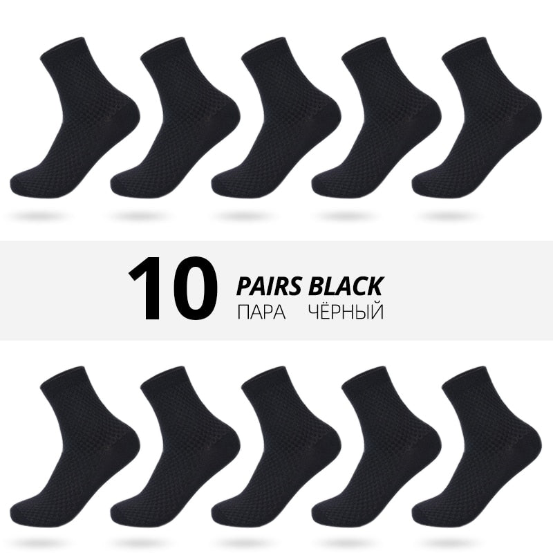 10 Pairs/Lot Men Bamboo Fiber Socks New Classic Business Long Socks Mens Dress Sock For Winter Gift Plus Size EUR39-45