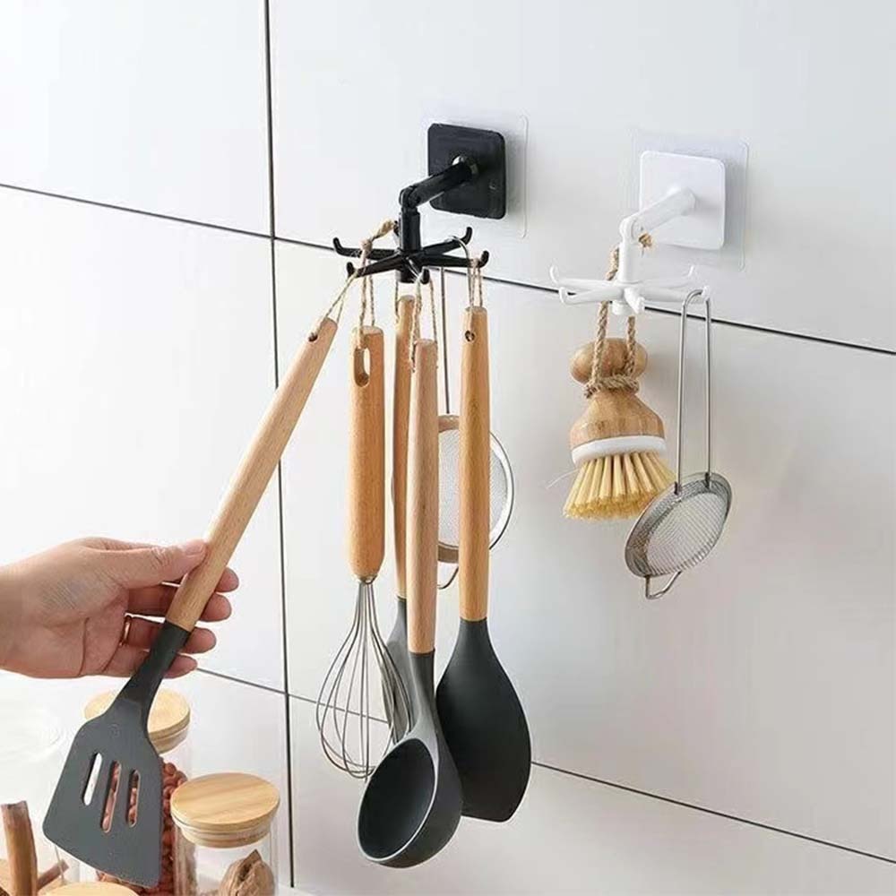 Upgrade Six Hook 360° Degree Rotation Multifunctional Hook Household Finishing Appliances Kitchen Storage Hook