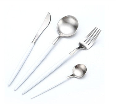 Dinner Set Cutlery Knives Forks Spoons Wester Kitchen Dinnerware Stainless Steel Home Party Tableware Set