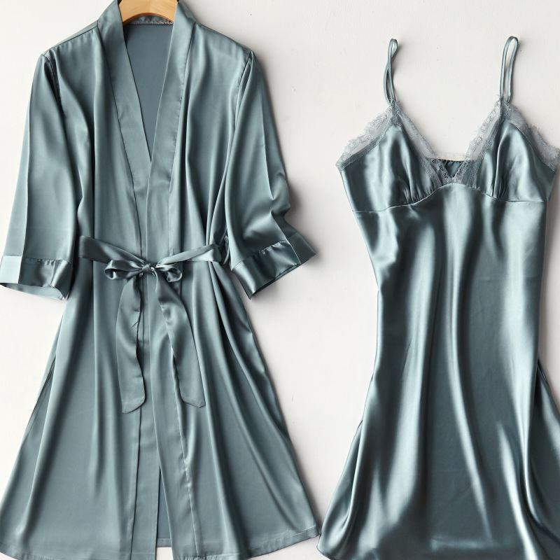 Satin Bride Bridesmaid Wedding Robe Women Soft Homewear 2PCS Sleepwear Summer New Nightdress Silky Intimate Lingerie Nightwear