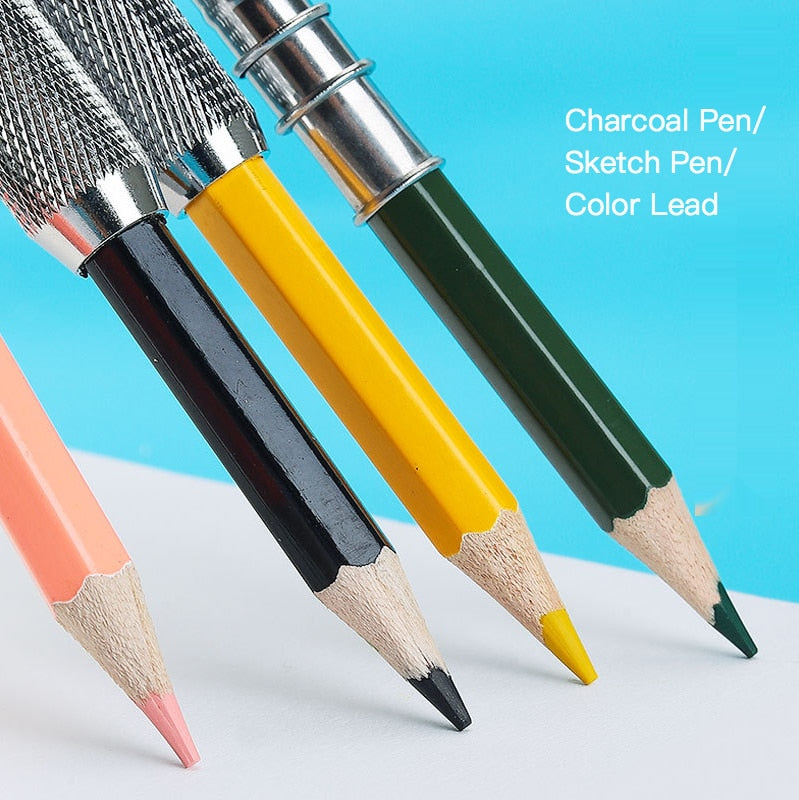 1 Pcs Adjustable Dual Head /Single Head Pencil Extender Holder Sketch school Painting Art Write Tool for Writing metal color rod