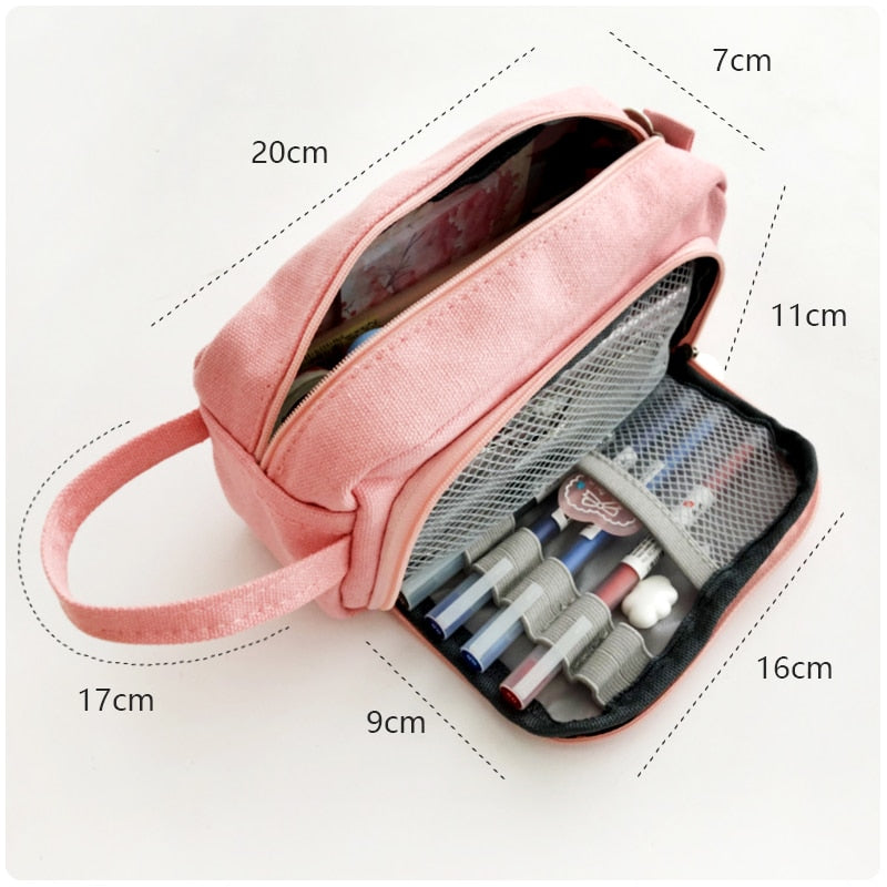 Large capacity pencil case Cute student High capacity pencil case kawaii Storage bag School supplies