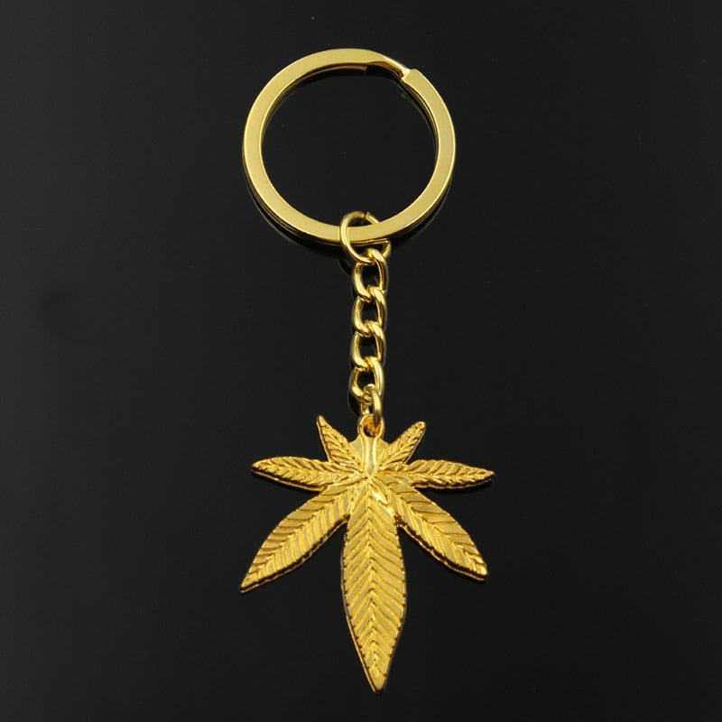 Fashion Key Ring Metal Key Chain Keychain Jewelry Antique Gold Color Bronze Silver Color Plated Maple Leaves 39x34mm Pendant