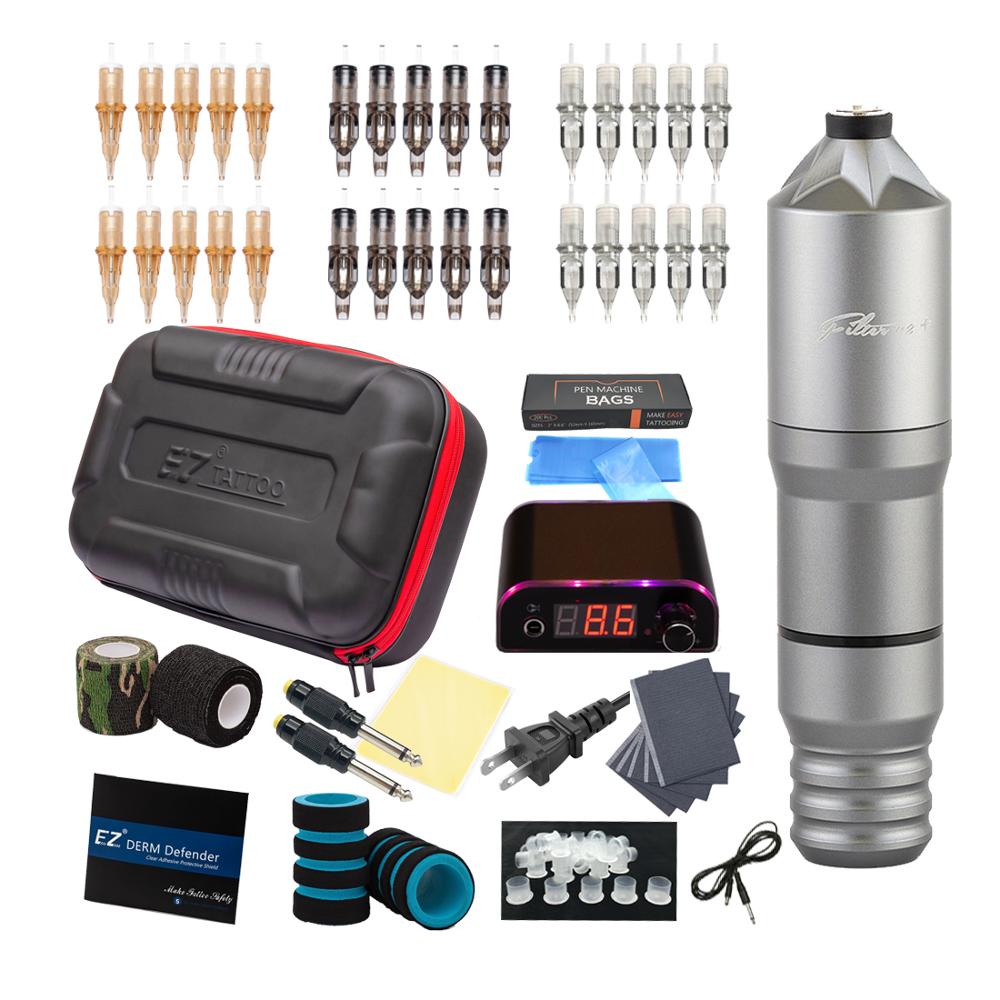 EZ Tattoo Kits  Filter V2 Plus Cartridge Rotary Tattoo Machine Pen Tattoo Needles Power Supply Tattoo Accessories Kits