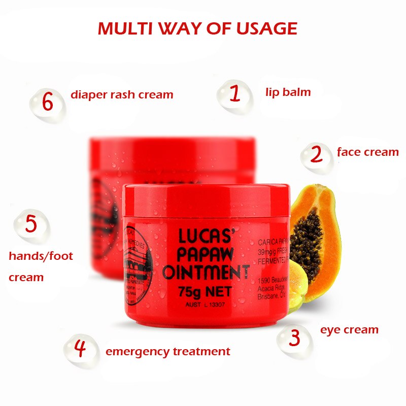 Australia Lucas PAPAW Ointment Diaper Rash Cream Wound Care Papaya Skin Rash Cream for insect bites nappy rash 25g/75g