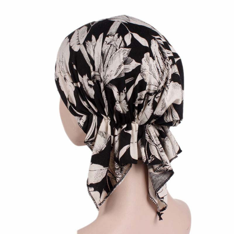 New fashion print woman turban hat soft elastic flowers lady muslim headdress wrap head scarf hijab caps turbante female