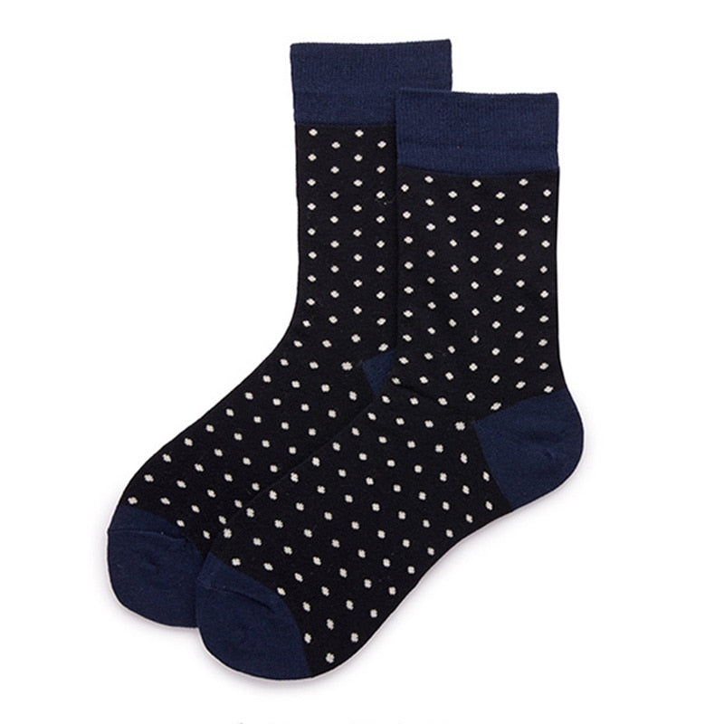 Fashion Dot Cotton Men's Socks Long Stripe Crew Socks Man Business Casual Happy Socks Calcetines Mujer