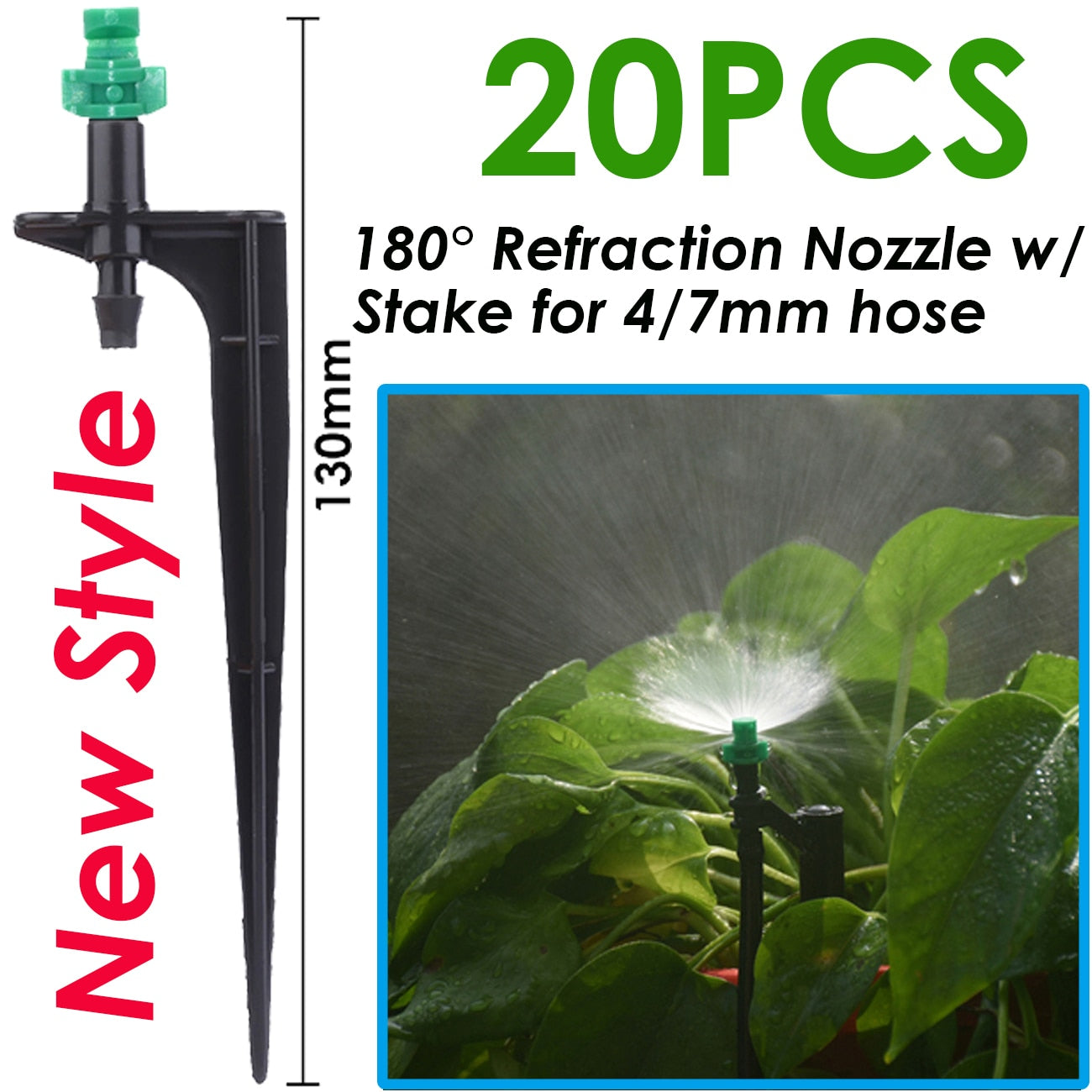 KESLA 20PCS 90/180/360 Degree Refraction Nozzle Sprinkler Head Thread Connection Garden Irrigation Mist Sprayer for Greenhouse