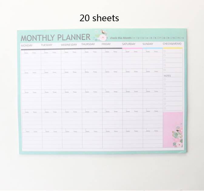 50 sheets Kawaii Korean Daily Memo Pads Note Weekly Monthly Planner Notepad Desk Organizer Pads School Stationery