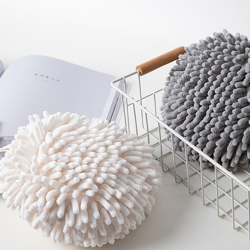 Chenille Hand Towels Kitchen Bathroom Hand Towel Ball with Hanging Loops Quick Dry Soft Absorbent Microfiber Towels