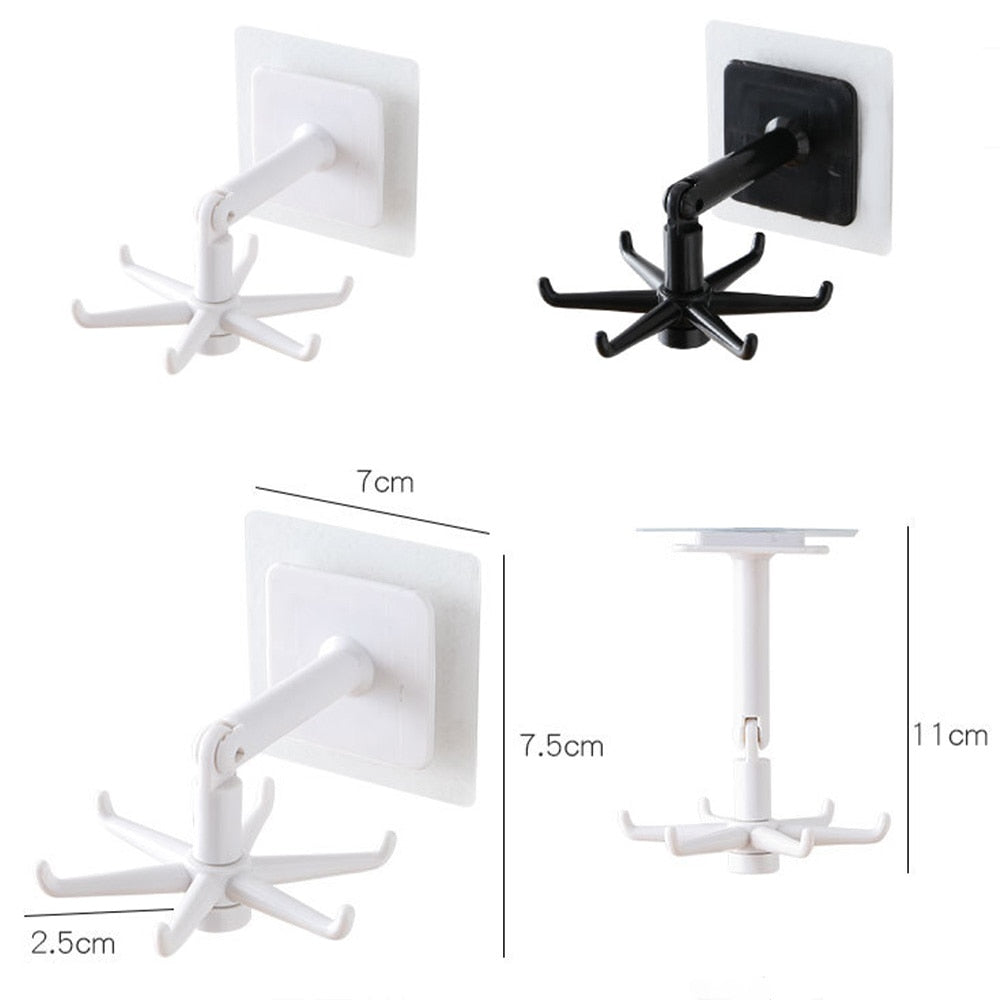 Upgrade Six Hook 360° Degree Rotation Multifunctional Hook Household Finishing Appliances Kitchen Storage Hook