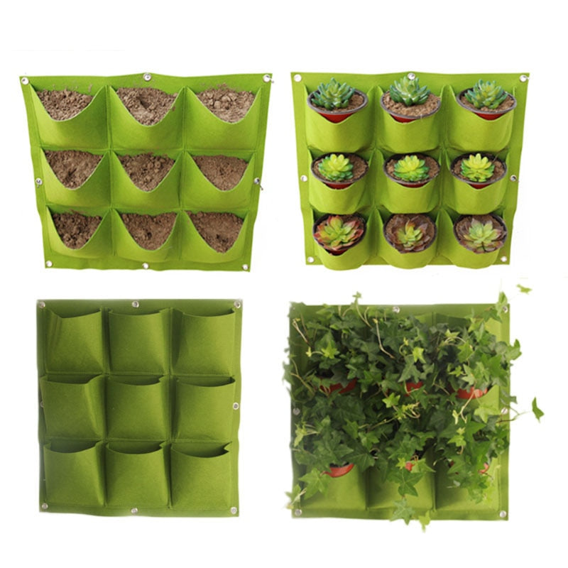 18/36/49 Pockets Hanging Green Grow Bag Planter Vertical Garden Vegetable Living Garden Bag Planter Growing Bags Flowers Supply