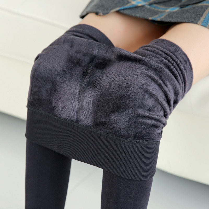 Winter Leggings Knitting Velvet Leggings High Elastic Thicken Warm Pants Skinny Pants For Women Leggins Comfortable