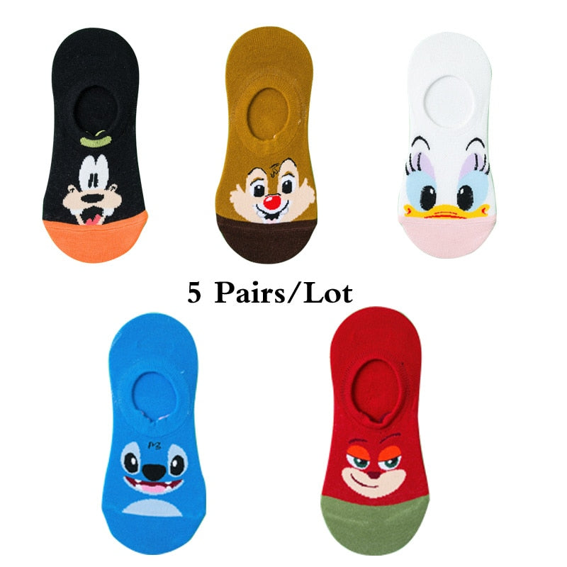 5 Pairs/Lot women socks Casual Korea cartoon animal socks Cotton Cute girl funny mouse duck ankle socks size 35-41