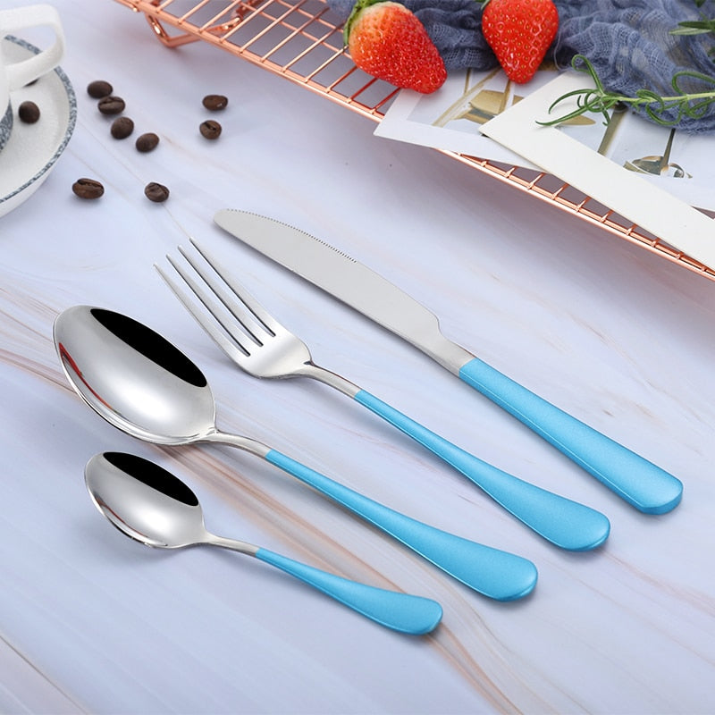 Dinnerware Forks Knives Spoons Cutlery Set Fork Stainless Steel Spoon Kitchen Cutlery Black Cutlery Set