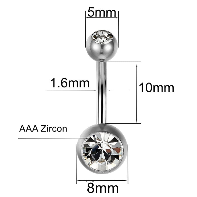 15 Colors Medical Titanium Zirconia Navel Piercing Barbell Surgical Steel Belly Button Rings