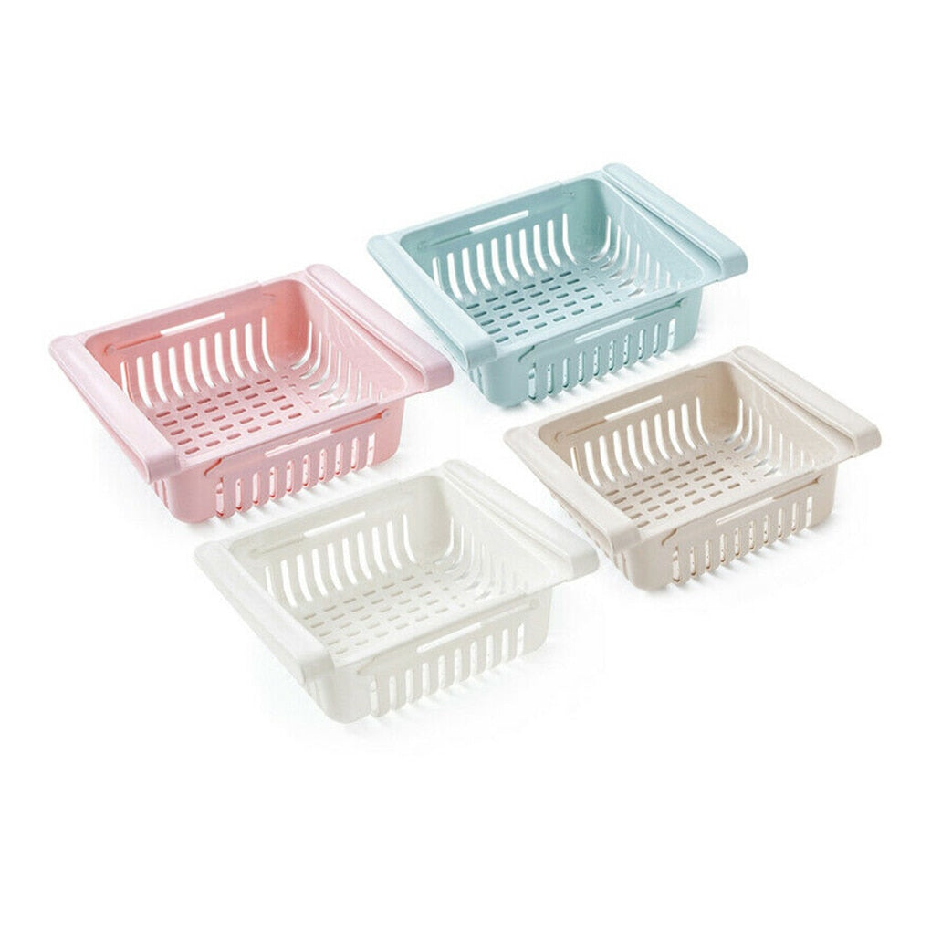 Telescopic Drawer Fridge Storage Box Slide Food Fruits Vegetables Organizer Container Basket Holder Sliding Design Storage Box