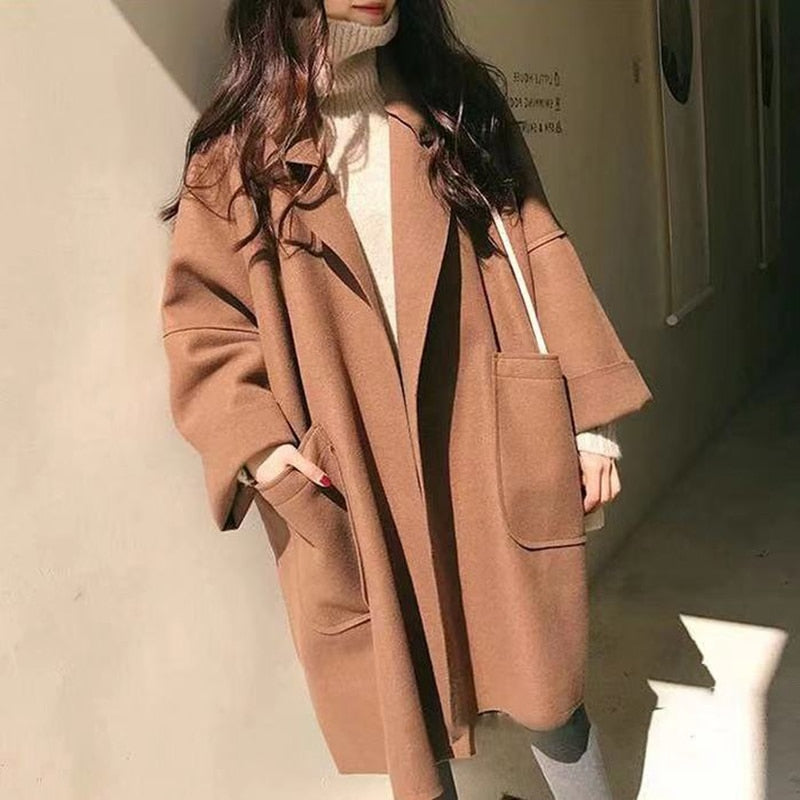 Spring Women Long Trench Coat Luxury Casual Loose Coat Solid Color Cloak Thin Women Windbreaker Coat