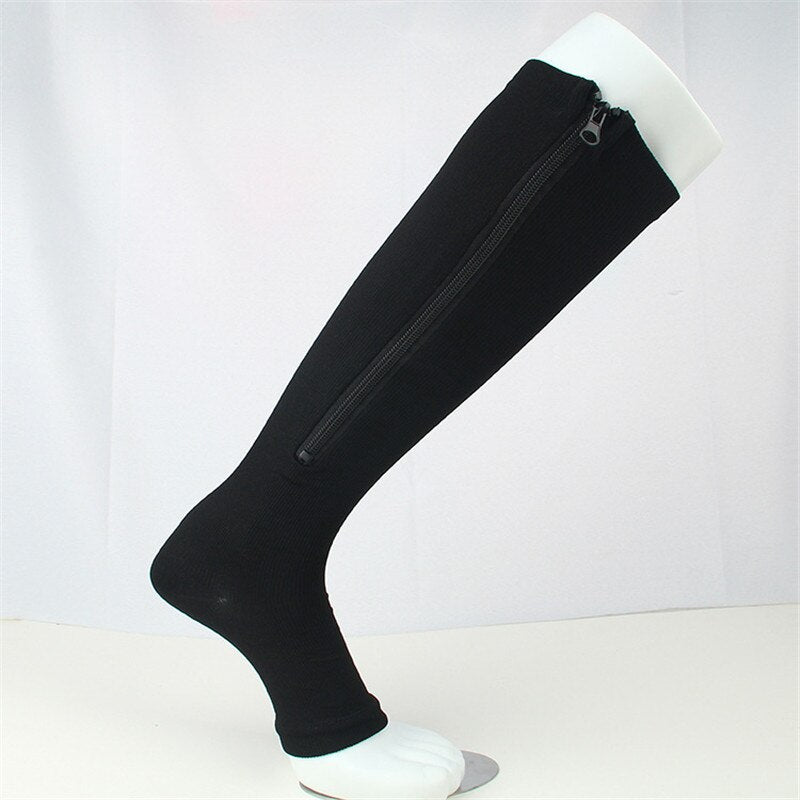 High Elastic Compression Zip Stockings Professional Leg Protection Long Stockings for Men and Women