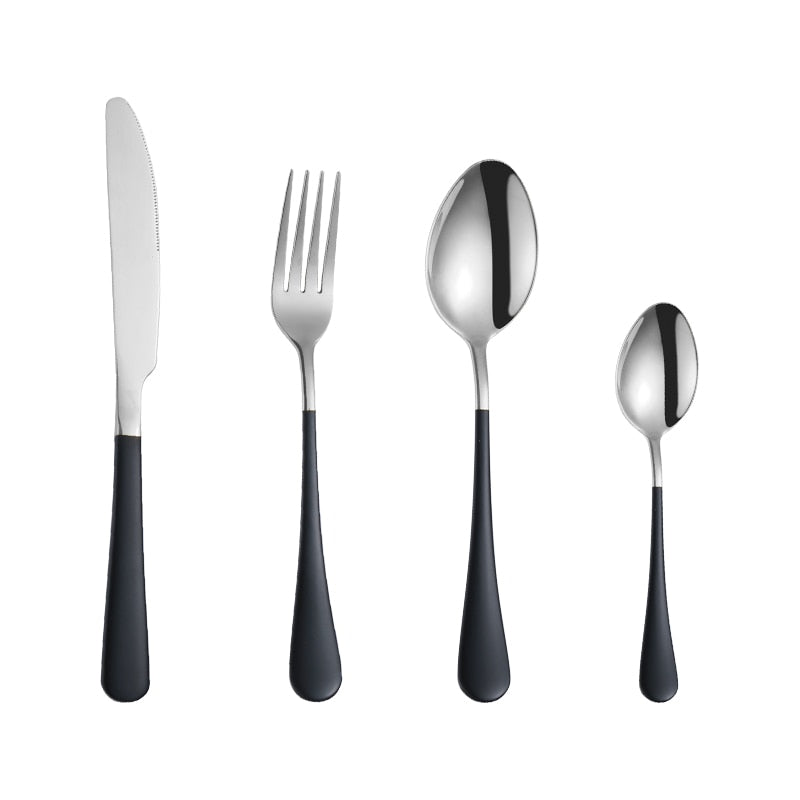 Dinnerware Forks Knives Spoons Cutlery Set Fork Stainless Steel Spoon Kitchen Cutlery Black Cutlery Set