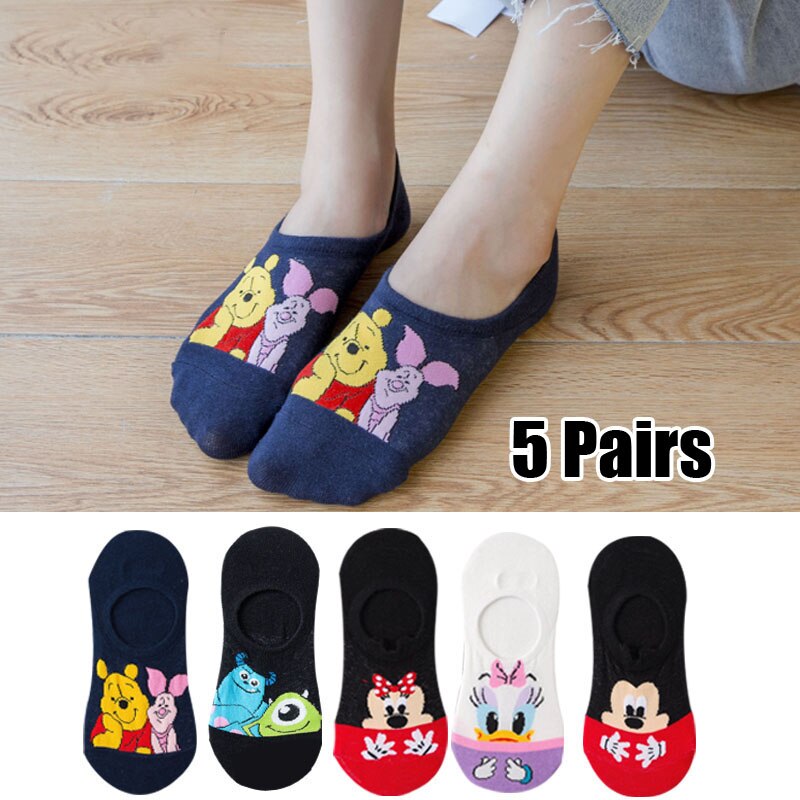 5 Pairs/Lot women socks Casual Korea cartoon animal socks Cotton Cute girl funny mouse duck ankle socks size 35-41