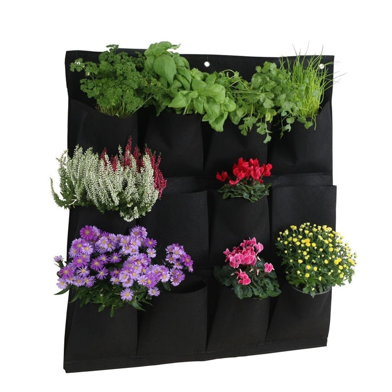 18/36/49 Pockets Hanging Green Grow Bag Planter Vertical Garden Vegetable Living Garden Bag Planter Growing Bags Flowers Supply