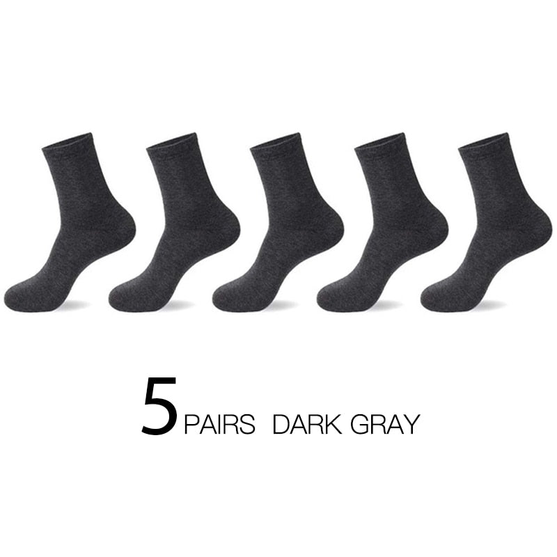 High Quality Casual Men's Business Socks Summer Winter Cotton Socks Quick Drying Black White Long Sock Plus Size