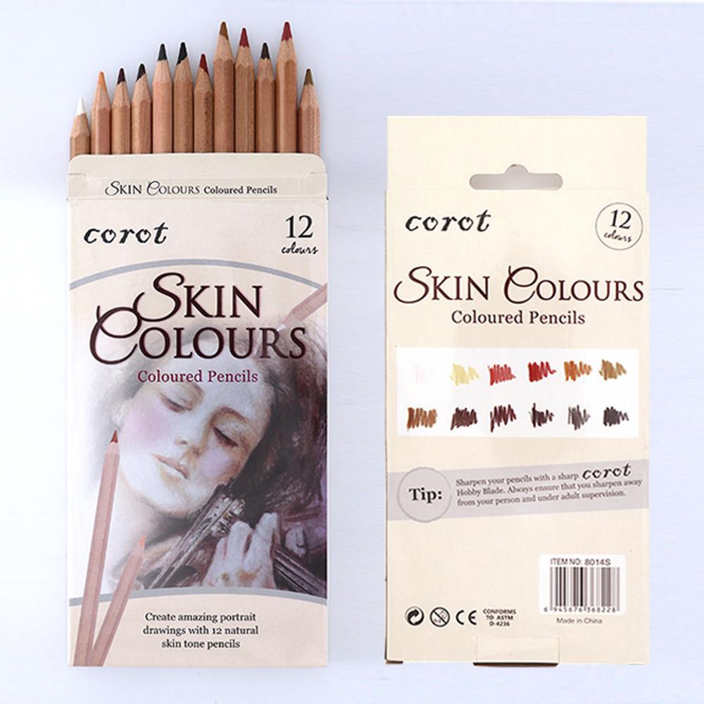 12Pcs Wood Pastel Pencil Set Basis Skin Pastel Color Pencil for Artist Drawing School Office Lapices De Colores Pencils Supplies