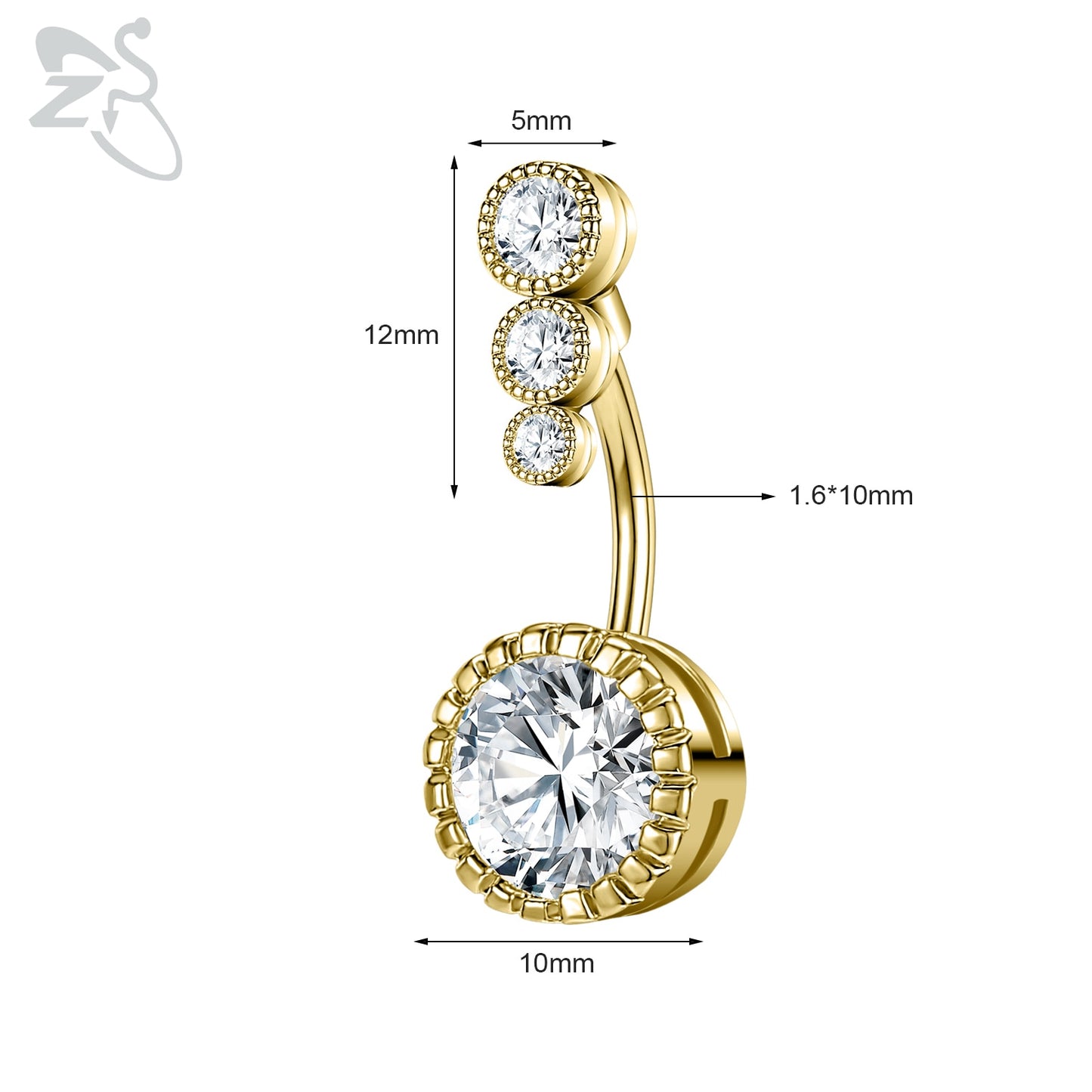 1 Piece Gold Color Stainless Steel Belly Ring Flower Heart CZ Crystal Navel Belly Button Rings Butterfly Navel Piercings