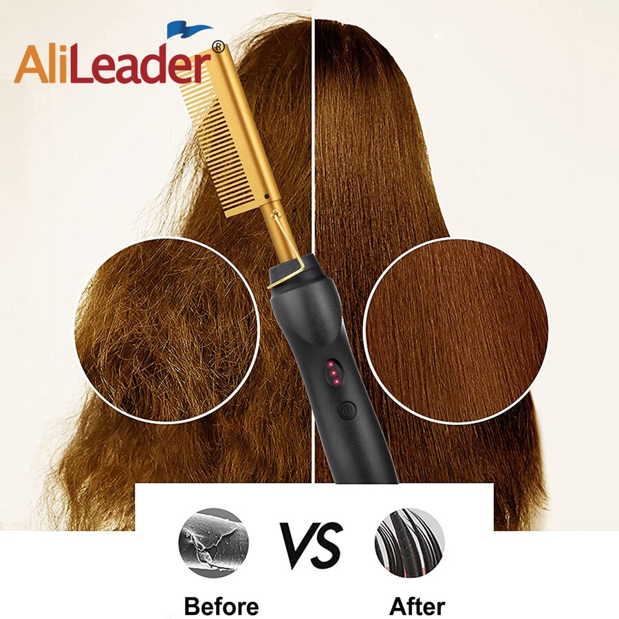 Alileader Cheaper Flat Iron Hair Straightener Electronic Hot Comb Hair Straightening Irons Ceramic Salon Hair Straightner