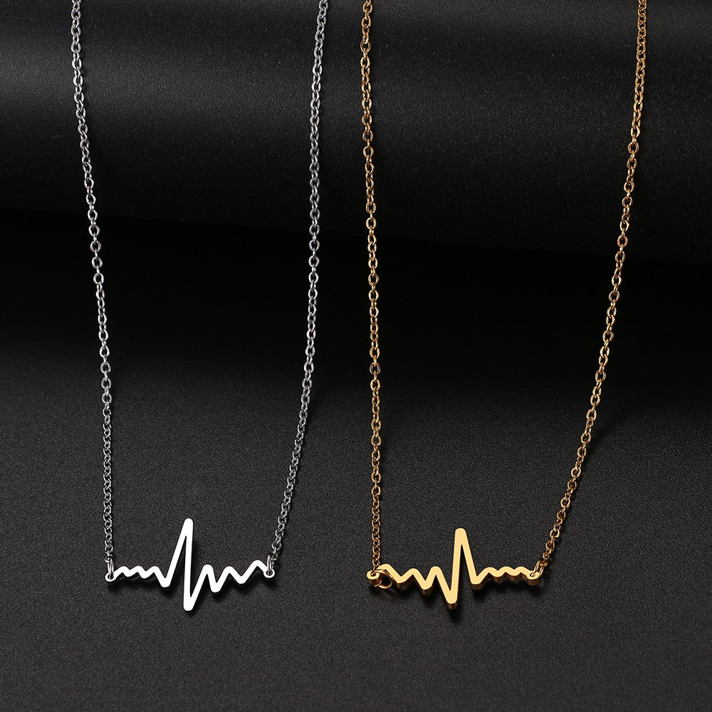 Heartbeat Necklace Women Love Heart Necklaces & Pendants Medical Nurse Doctor Lover Gifts Stainless Steel Jewelry