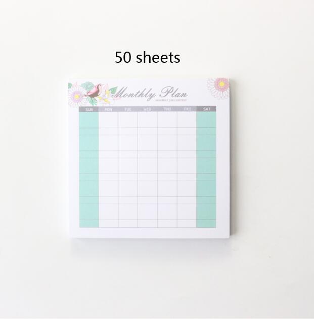 50 sheets Kawaii Korean Daily Memo Pads Note Weekly Monthly Planner Notepad Desk Organizer Pads School Stationery