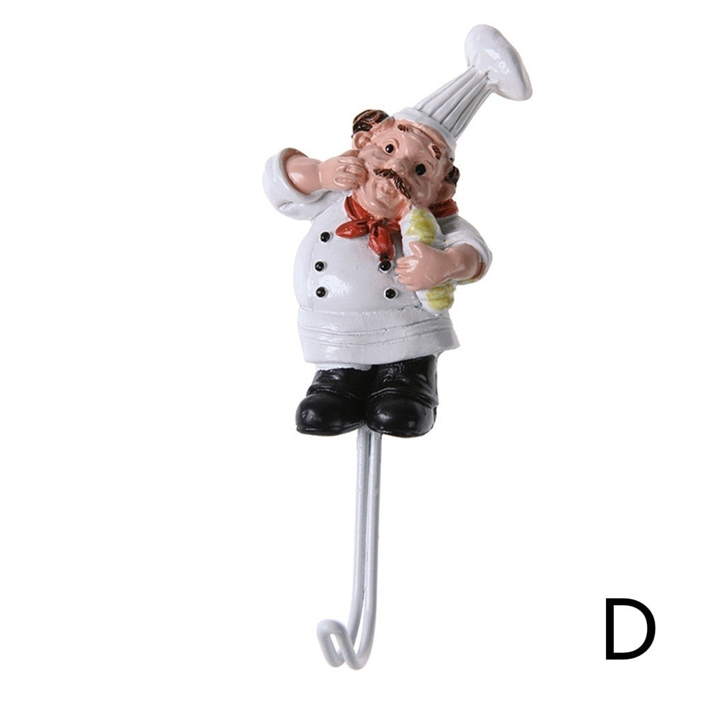 Kitchen Creative Chef Cartoon Storage Rack Hooks Wall Hanger Kitchen Hooks for Utensils