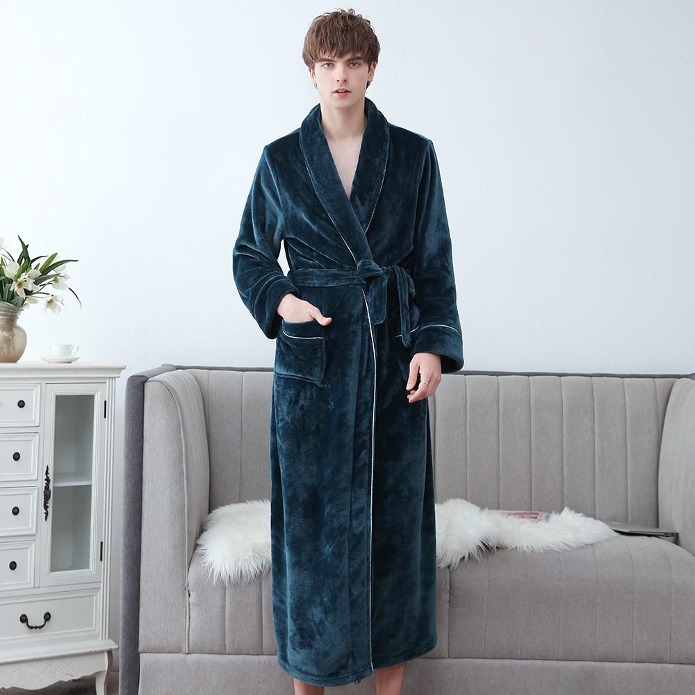 Winter Flannel Soft Kimono Gow Ultra Large Long Bathrobe Nightwear Thick Warm Women Sleepwear