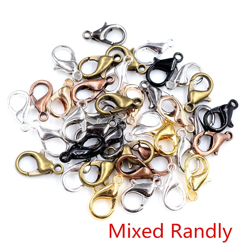 10x5mm/12x6mm/14x7mm/16x8mm  9 Colors Plated Fashion Jewelry Findings,Alloy Lobster Clasp Hooks for Necklace&Bracelet Chain DIY