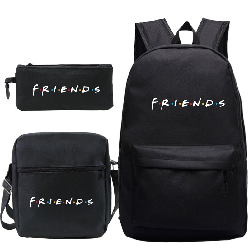 3 Pcs Set Friends Backpack Prints Knapsack for Teenagers Girls Boys Travel Bagpack Children School Bags