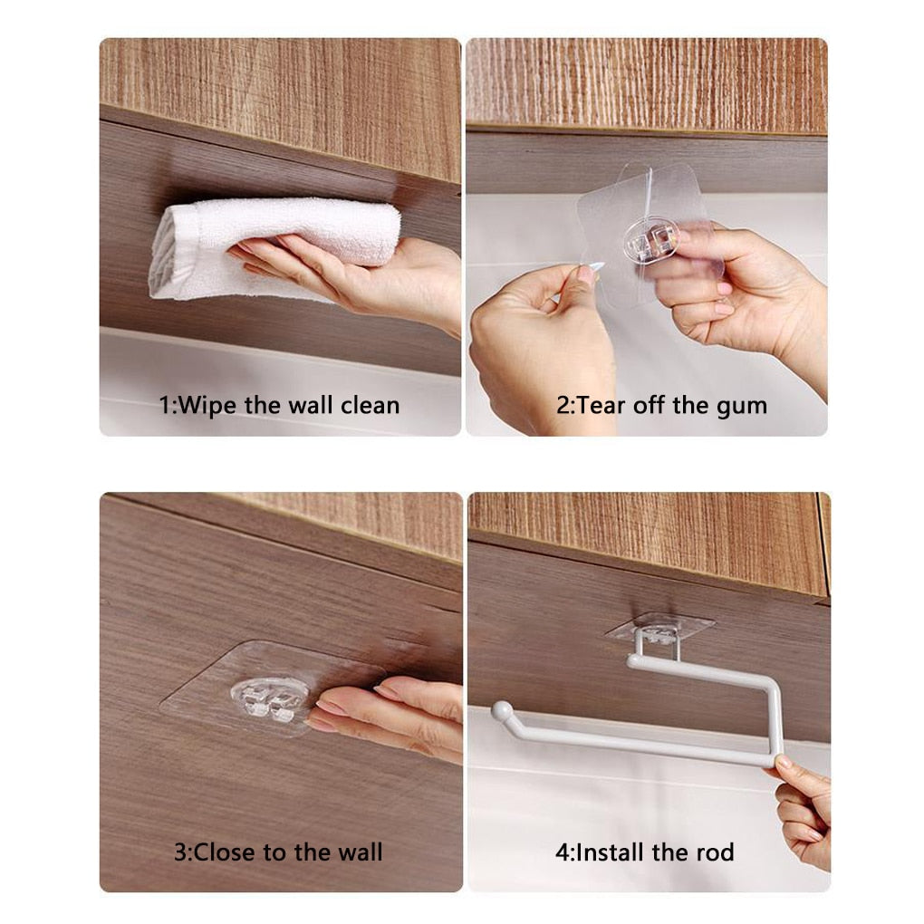 Tissue Hanger Plastic Paper Roll Holder Wall Mounted Towel Storage Rack Organizer Shelf for Kitchen Bathroom