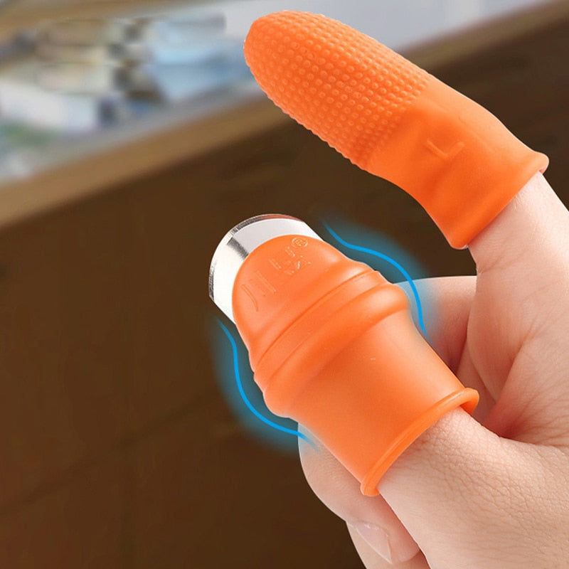 1 Set Silicone Finger Protector With Blade For Fruits Vegetable Thumb Knife Finger Guard Kitchen Gadgets Kitchen Accessories