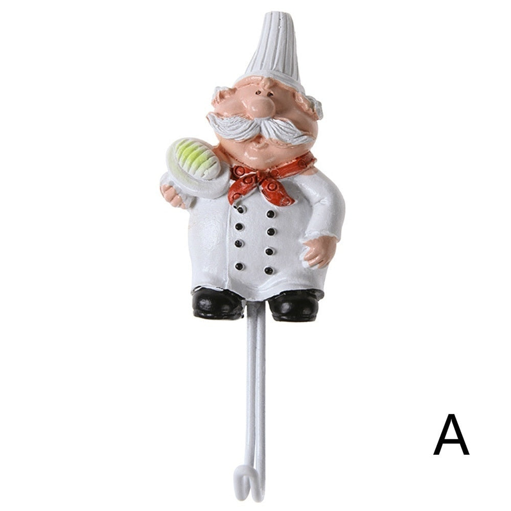 Kitchen Creative Chef Cartoon Storage Rack Hooks Wall Hanger Kitchen Hooks for Utensils