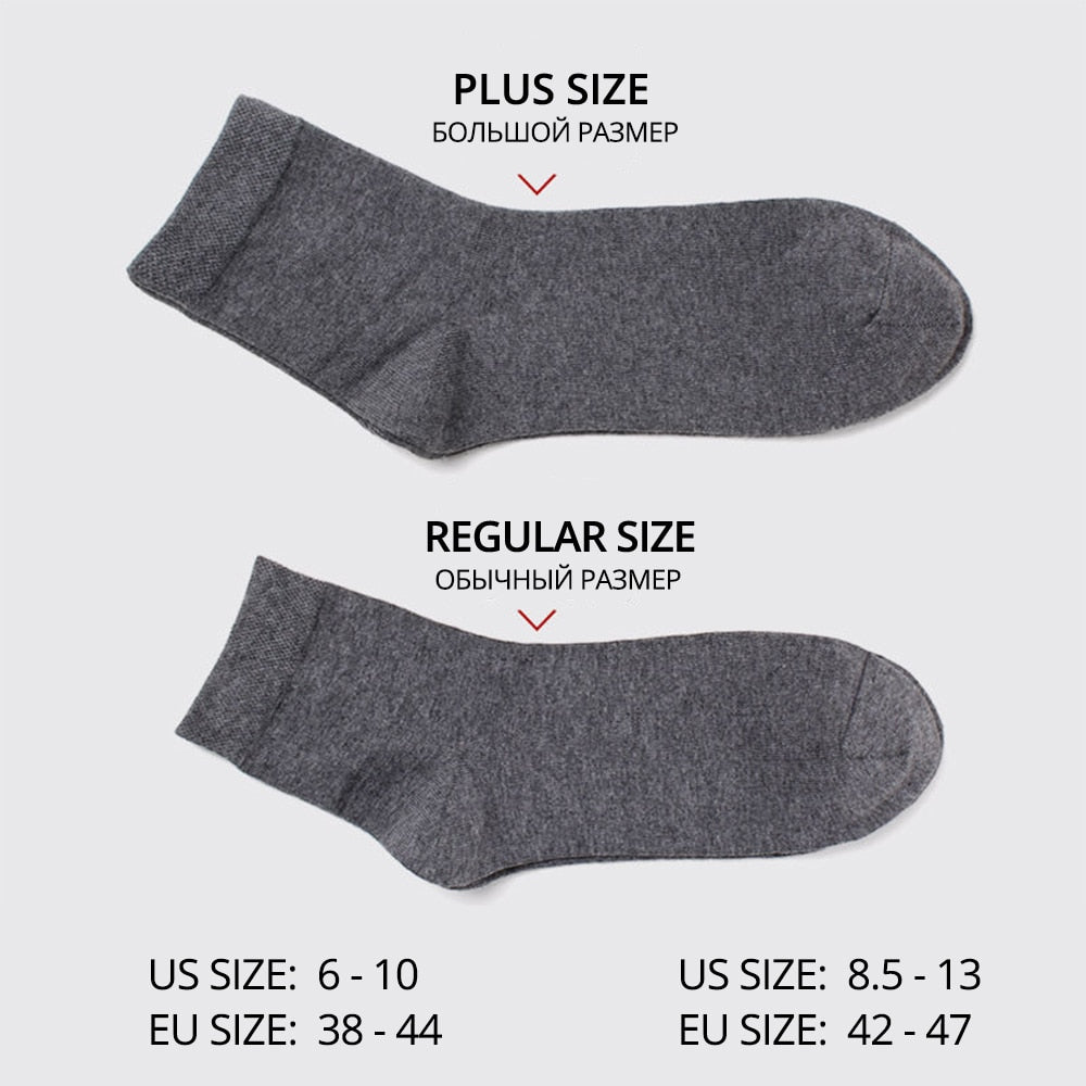 High Quality Casual Men's Business Socks Summer Winter Cotton Socks Quick Drying Black White Long Sock Plus Size