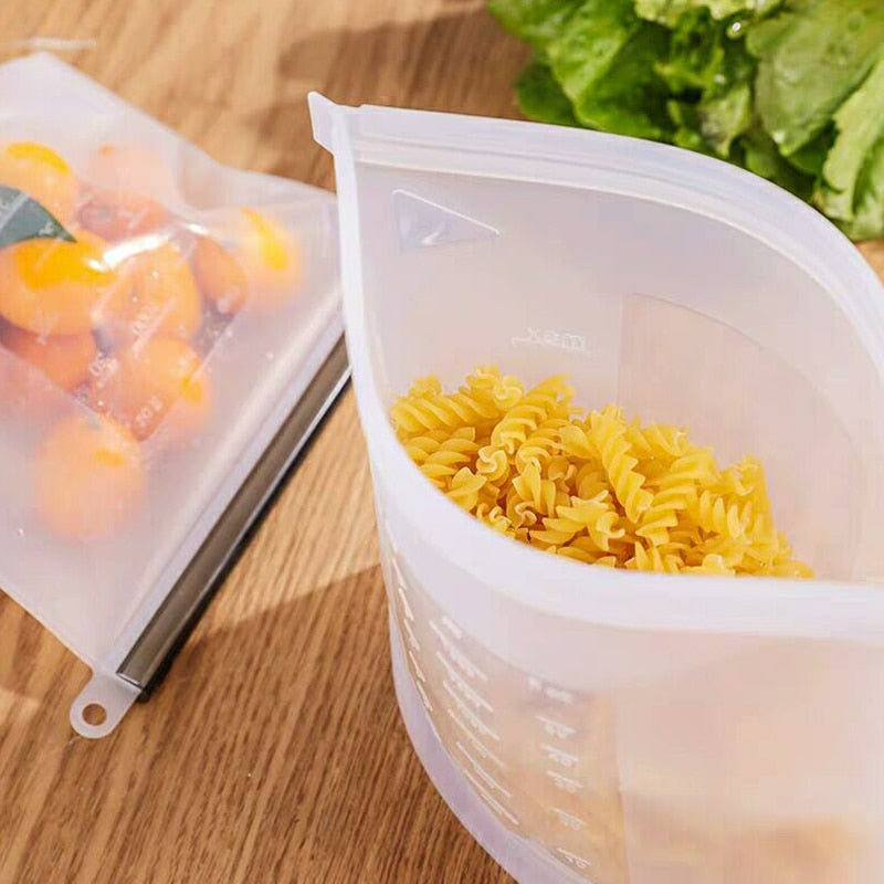 1Pc Silicone Food Storage Bag Reusable Food Preservation Bag Container Leakproof Kitchen Storage Bag for Freezer Kitchen Gadgets