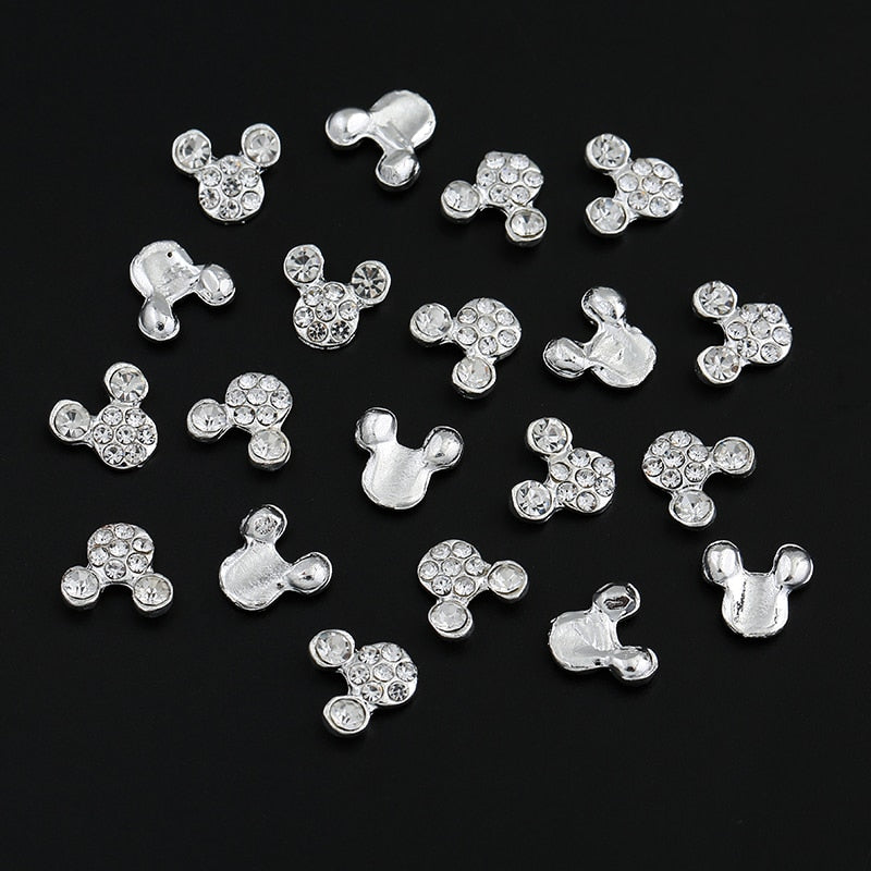 10 Pcs High Quality Glitter Full Drill Mouse Nial Art Decorations Alloy Rhinestones 3d Nail Jewelry Charms For Nails