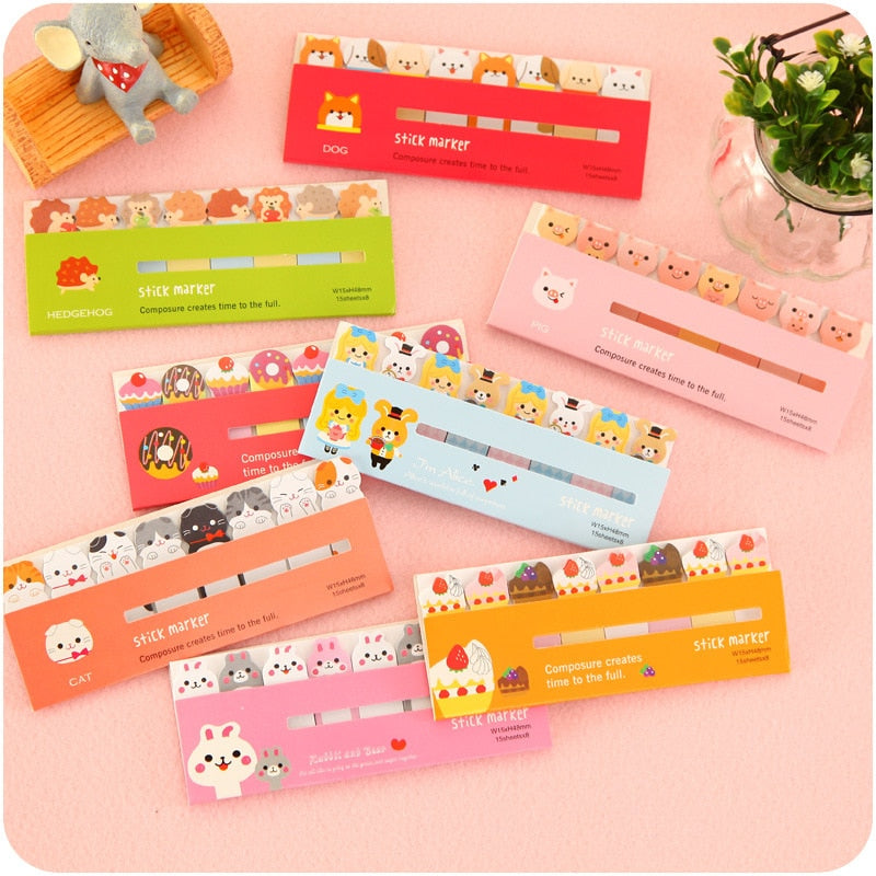 4pcs Kawaii Cat Memo Pad Cartoon Animal Family Kitties Design Stick Marker Post Stickers Planner Office School Supplies A6881