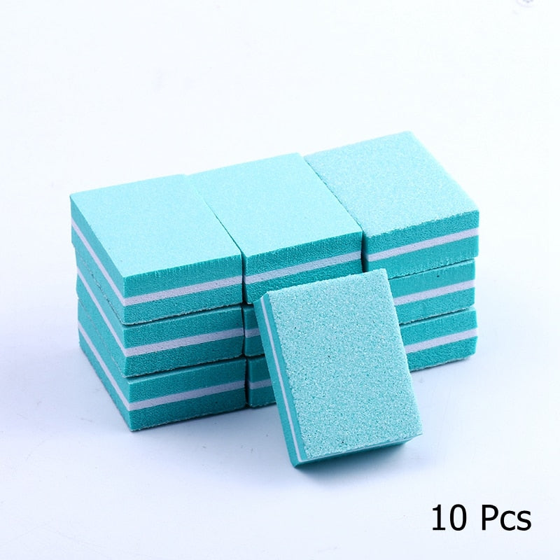 10/25/50pcs lot Double-sided Mini Nail File Blocks Colorful Sponge Nail Polish Sanding Buffer Strips Polishing Manicure Tools