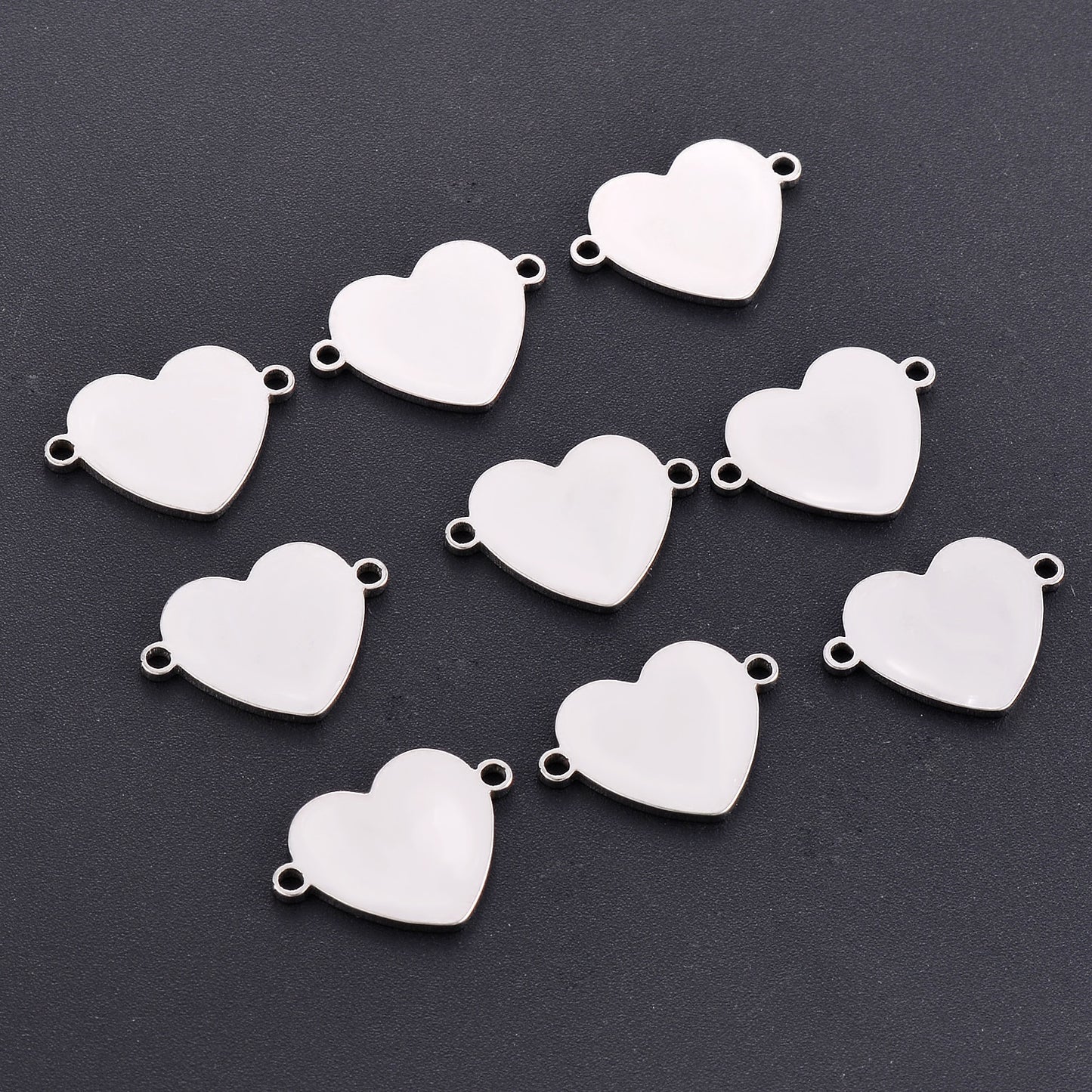 10 pcs Stainless Steel Small Heart Bracelet Connectors Charms DIY Jewelry Findings Bangle Connector Accessory 2 Holes DIY Charm